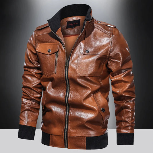 Leather jacket men's spring and autumn waterproof motorcycle cycling suit