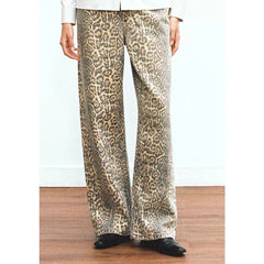 Women's jeans American Retro High Street Leopard Print Loose Wide Leg Pants