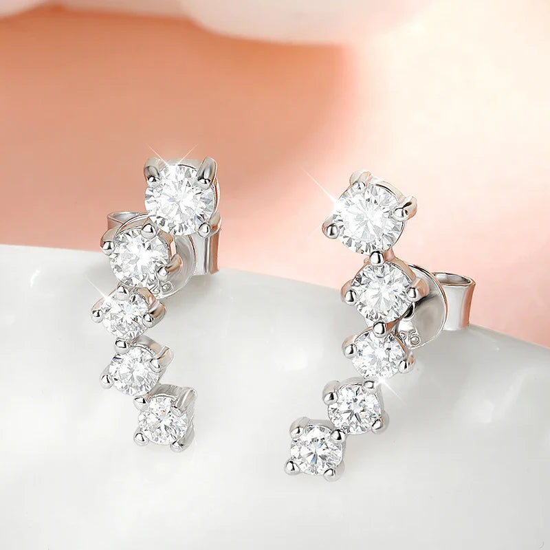 Smyoue 1.16cttw Gradient Gem Full Moissanite Stud Earrings for Women Sparkling Party Jewelry Earrings 925 Sterling Silver 100%
