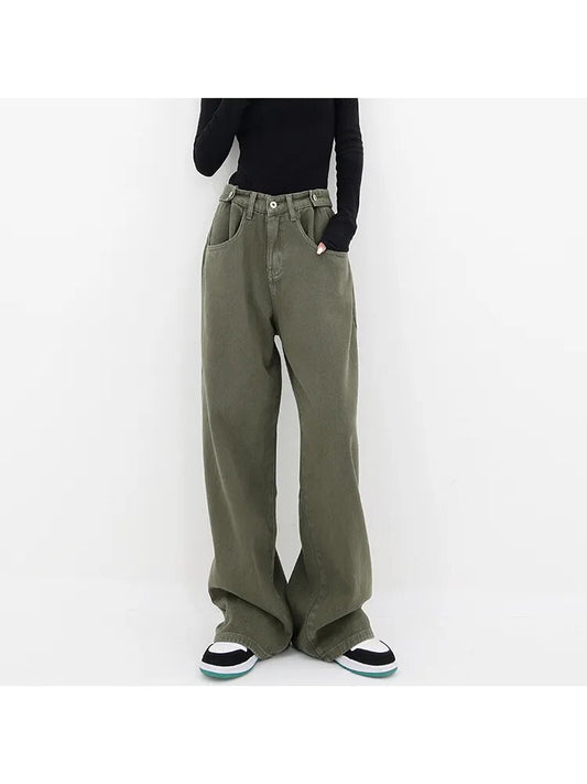 Autumn Winter American Vintage Women Flare Jeans Camouflage High Waist Street Casual