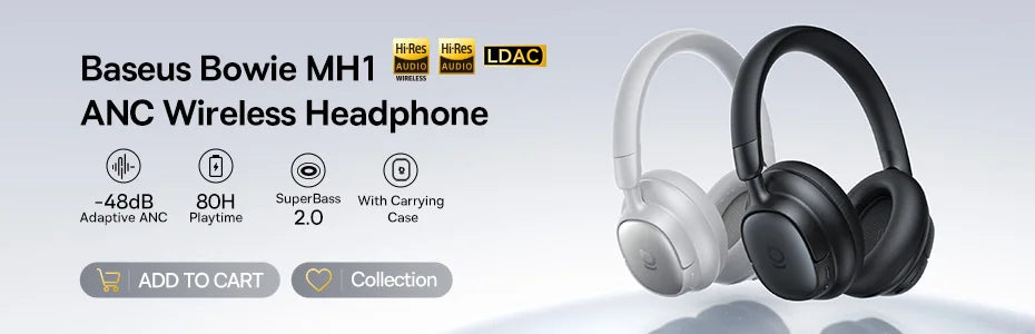 Baseus Inspire XH1 Sound by Bose ANC Wireless Headphone Bluetooth 6.1 48dB Adaptive Noise Cancellation Headset Hi-Res LDAC 100Hr
