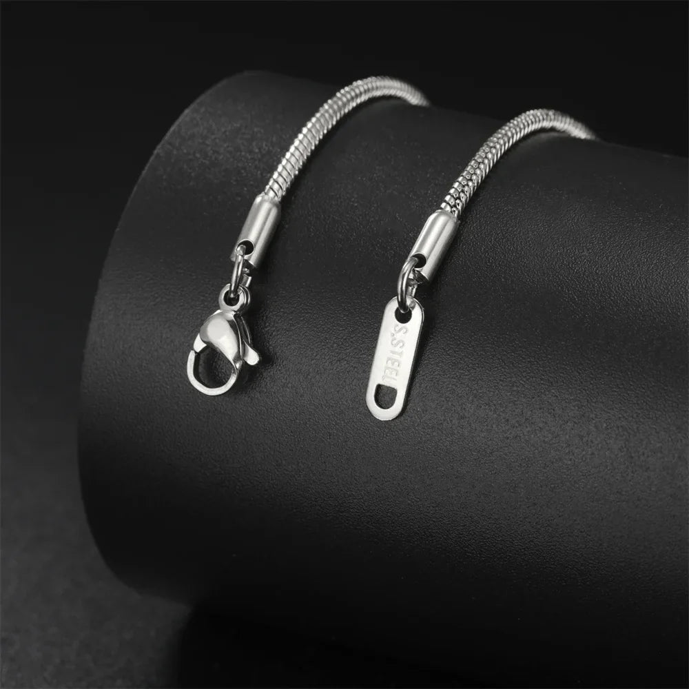 My Shape Round Snake Chain Necklace for Women Men Stainless Steel Link Chain 0.9mm 1.2mm 2mm Chains Choker Fashion Jewelry Gifts