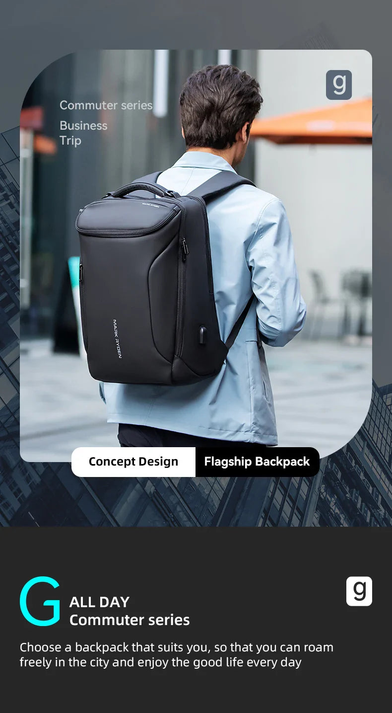 MARK RYDEN Business Backpack for Men Waterproof and Travel Laptop Backpack with USB Charging, Fits 17 Inch Laptop and Tech Gear
