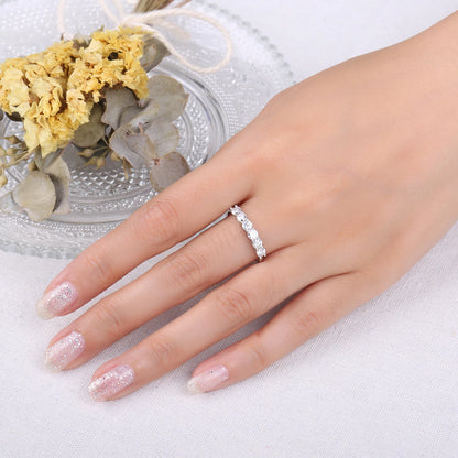 Half Eternity Classic Design 925 Sterling Silver Wedding Engagement Band Ring