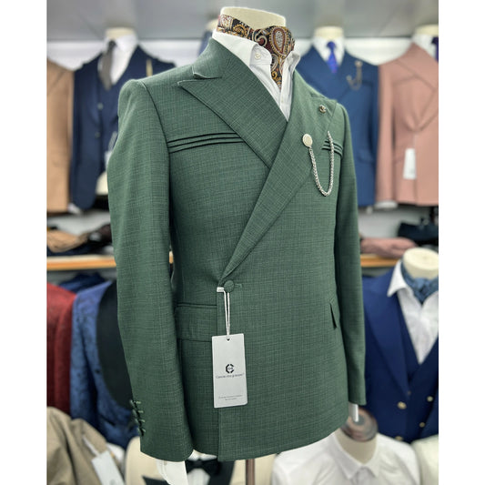 Tuxedo for Mens: Double Breasted Elegant Suits for Men 1 Button Green Jacket Pants