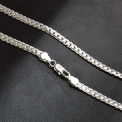 Nice 925 Sterling Silver 6MM Full Sideways Chain Necklace For Women Men Fashion