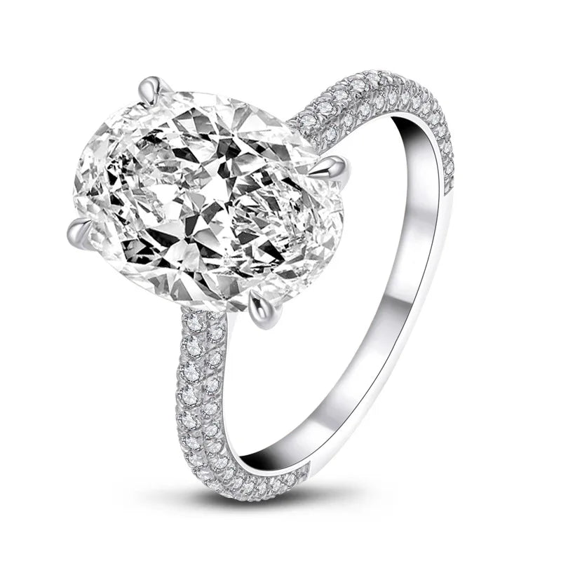 Classic Lady Lab Diamond Ring 100% Real 925 Sterling Silver Party Wedding Band Rings for Women Bridal Engagement Jewelry Gift