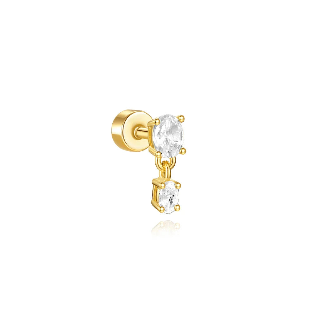 AIDE Heart Round Ball Flat Helix Piercing Earring 925 Sterling Silver Ear Studs Geometric Zircon Exquisite Trinket Studs Aretes