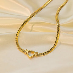 Fashion Cuban Link Heart Chain Necklace For Women Gold Plated Stainless