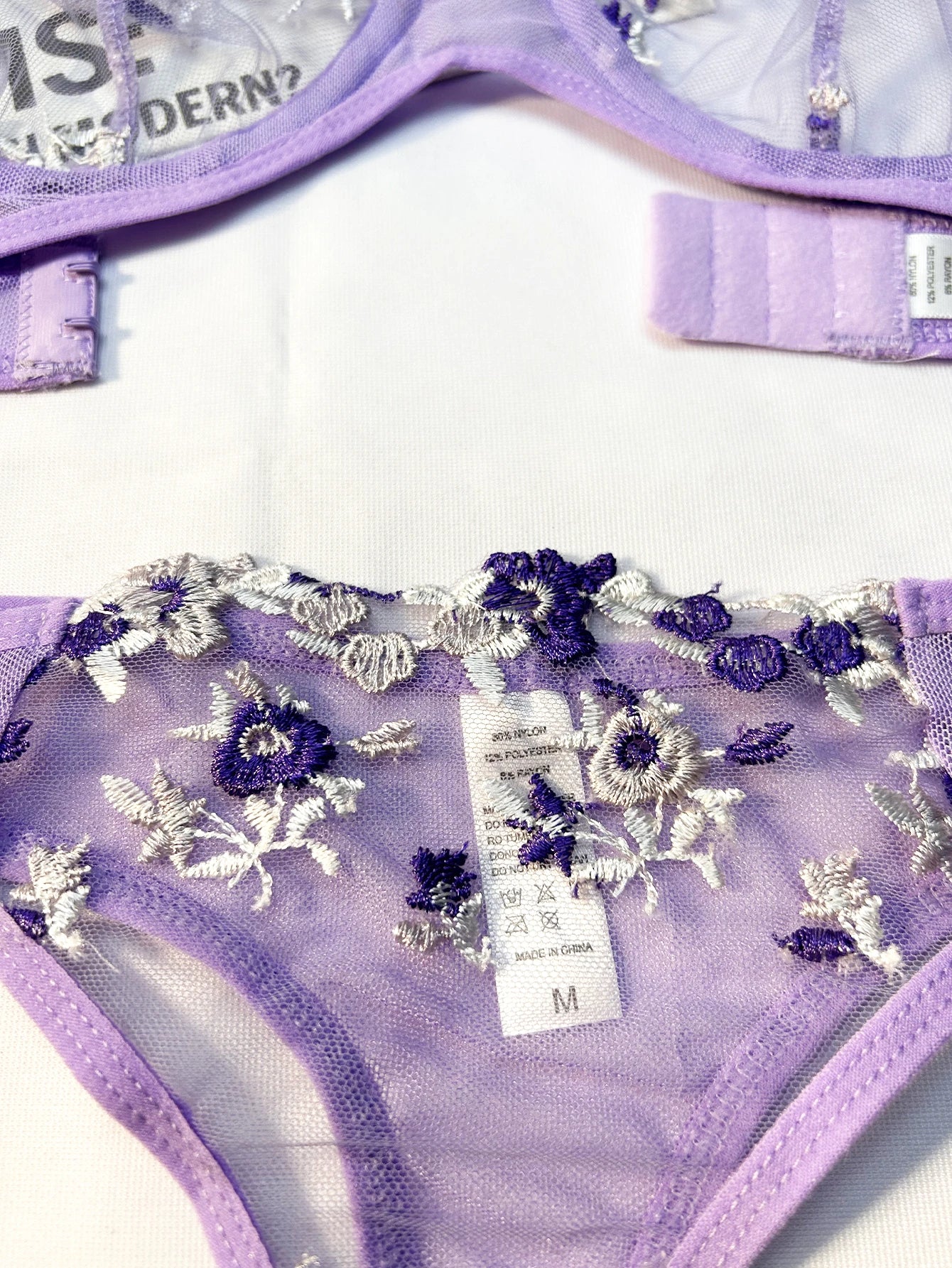 Purple Lingerie Woman Lace Transparent Underwear Fairy Embroidery Brief Sets