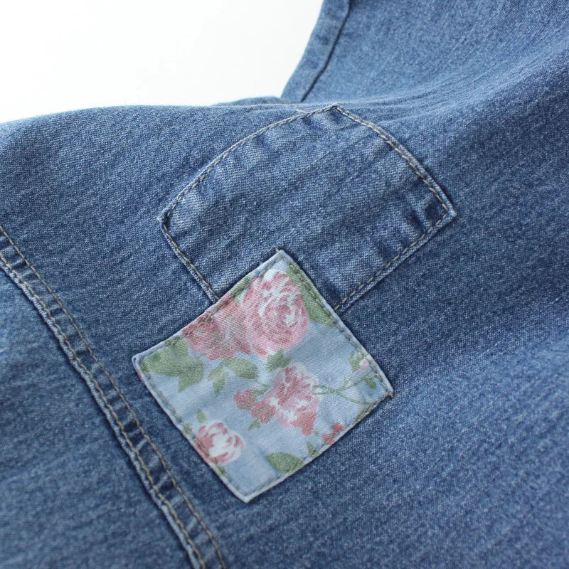 Plus Size Women Jeans Oversized Curve Clothes High Waist Slim Embroidery Fish Patch