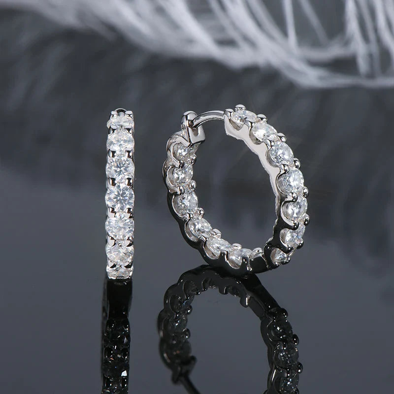 IOGOU Hoops 100% 925 Sterling Silver Real 3mm Moissanite Stud Earrings For Women Sparkling Jewelry Gifts with Certificate Gifts