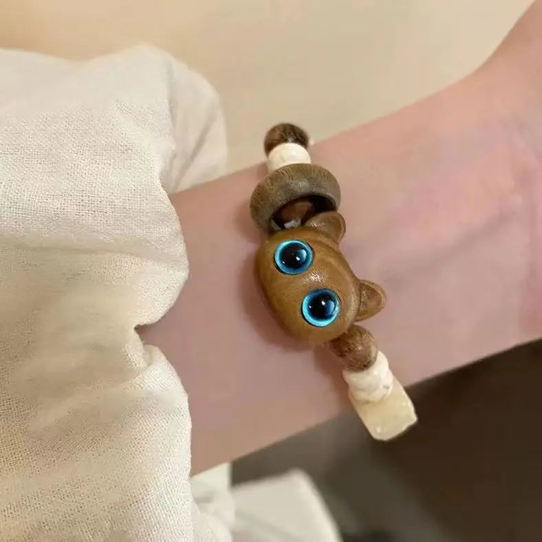 Cute Cartoon Big Eye Cat Luminous Bracelets Glow In The Dark Fluorescence Pendant Bracelet For Women Couple Friendship Jewelry