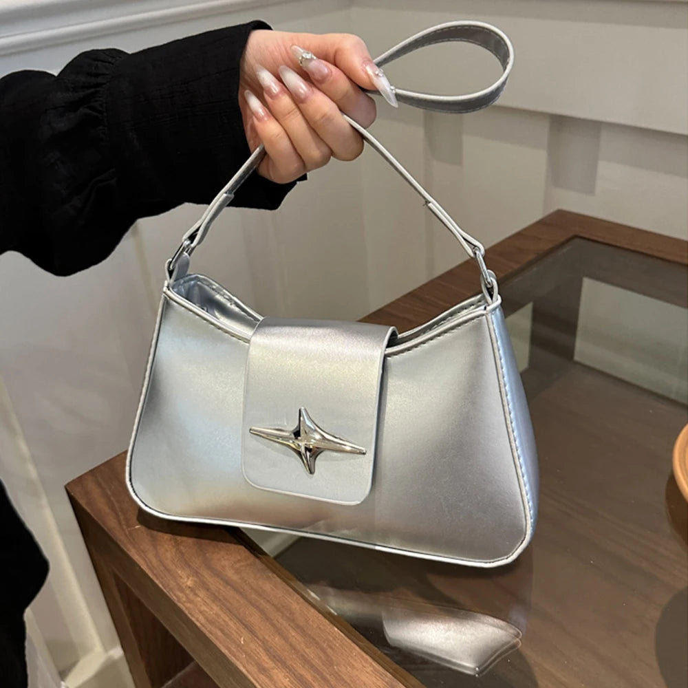 Fashionable and minimalist women's daily casual shoulder bag, PU material retro