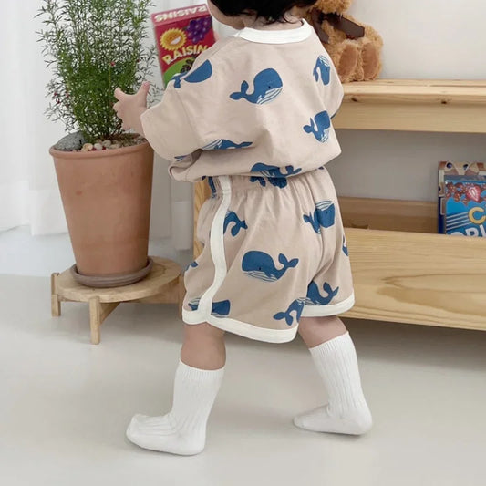 Baby Boy Clothing Set Toddler Kids Summer Clothes Cartoon T-shirt+Shorts 2Piece Suit Newborn Boy Girl Outfits Summer Tracksuits