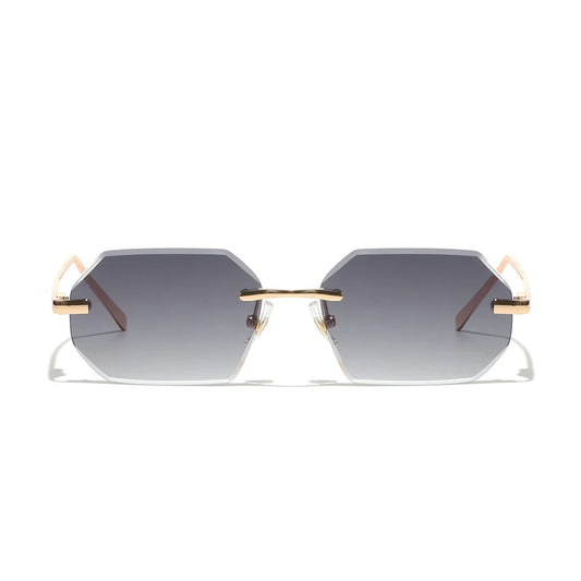 Ruiao Sunglasses Men Brand Designer Fashion Rimless Sun Glasses Shades Diamond Cut Lens Ladies Frameless Metal Eye glasses