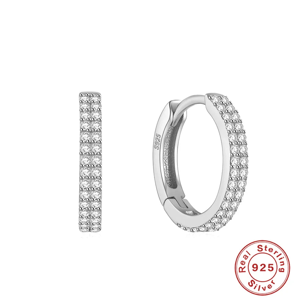 CANNER Ins Star Anise 925 Sterling Silver  Earring For Women Hoop Earrings Crystal Fine Jewelry Glossy 18K Gold Mom Gift Trend