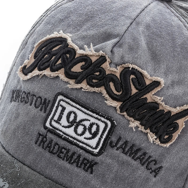 2025 High Quality Washed cowboy letters Cotton Cap For Men Women Adjustable Autdoor Sun protection hat Rock Shark Baseball Caps
