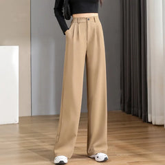 Women'S Loose Spring Summer High Waist Wide Legs Slim Casual Trousers