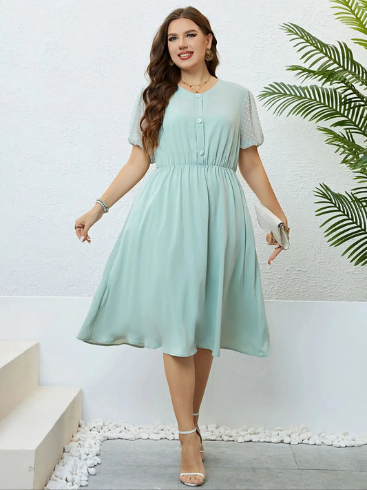 Plus Size Women Clothing Solid Casual Maxi Dresses for Women 2024 Summer Sexy Short Sleeve Loose Dress Beach Large Size Dress