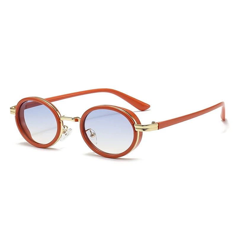 Men Sunglasses Vintage Semi-Metal Women Gradient Shades UV400 Blue