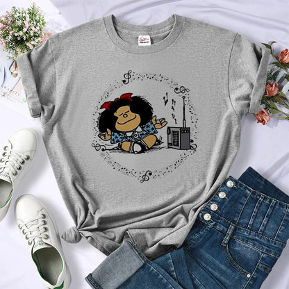 Mafalda tshirt women designer graphic manga Tee girl harajuku comic streetwear clothes