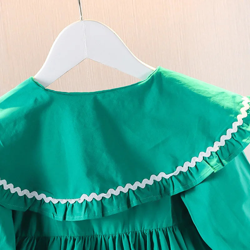 Children's Korean version Dress Spring and Autumn Fashion Girl's Pure Cotton Flower