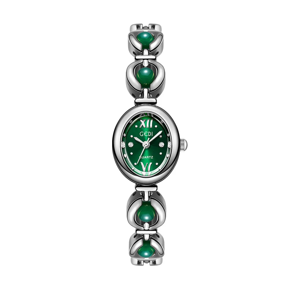 Ladies Watch Light Luxury Brand National Style Zulu Green Bracelet Advanced Bead Waterproof Women Fashion Quartz Wristwatches