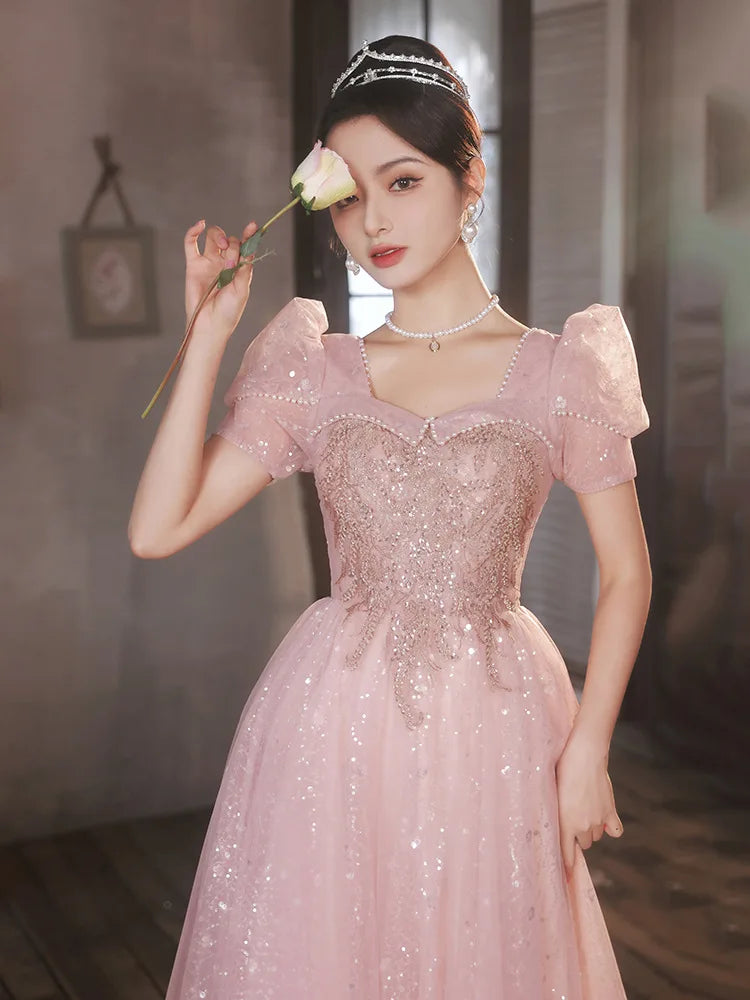 Homecoming Dresses: Evening Dress Elegant Appliques Floor-Length Pearl Beading