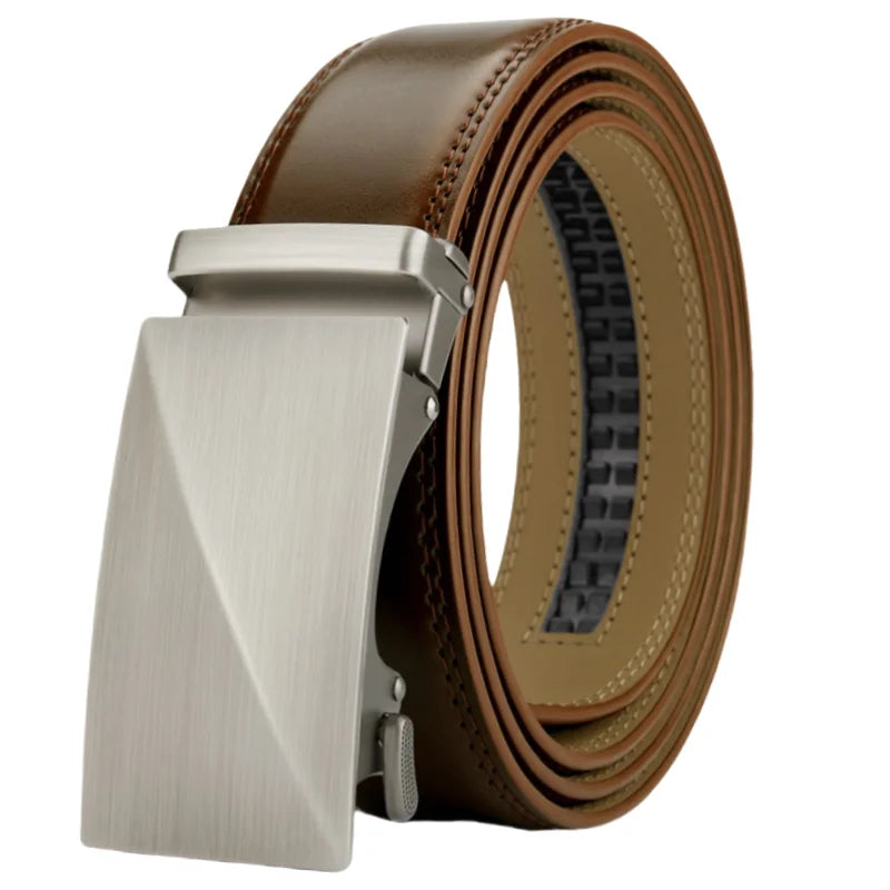 OYIFAN Brand Leather Belts for Men 115cm-145cm Automatic belt with ratchet strap Top quality belts, luxury belts for men
