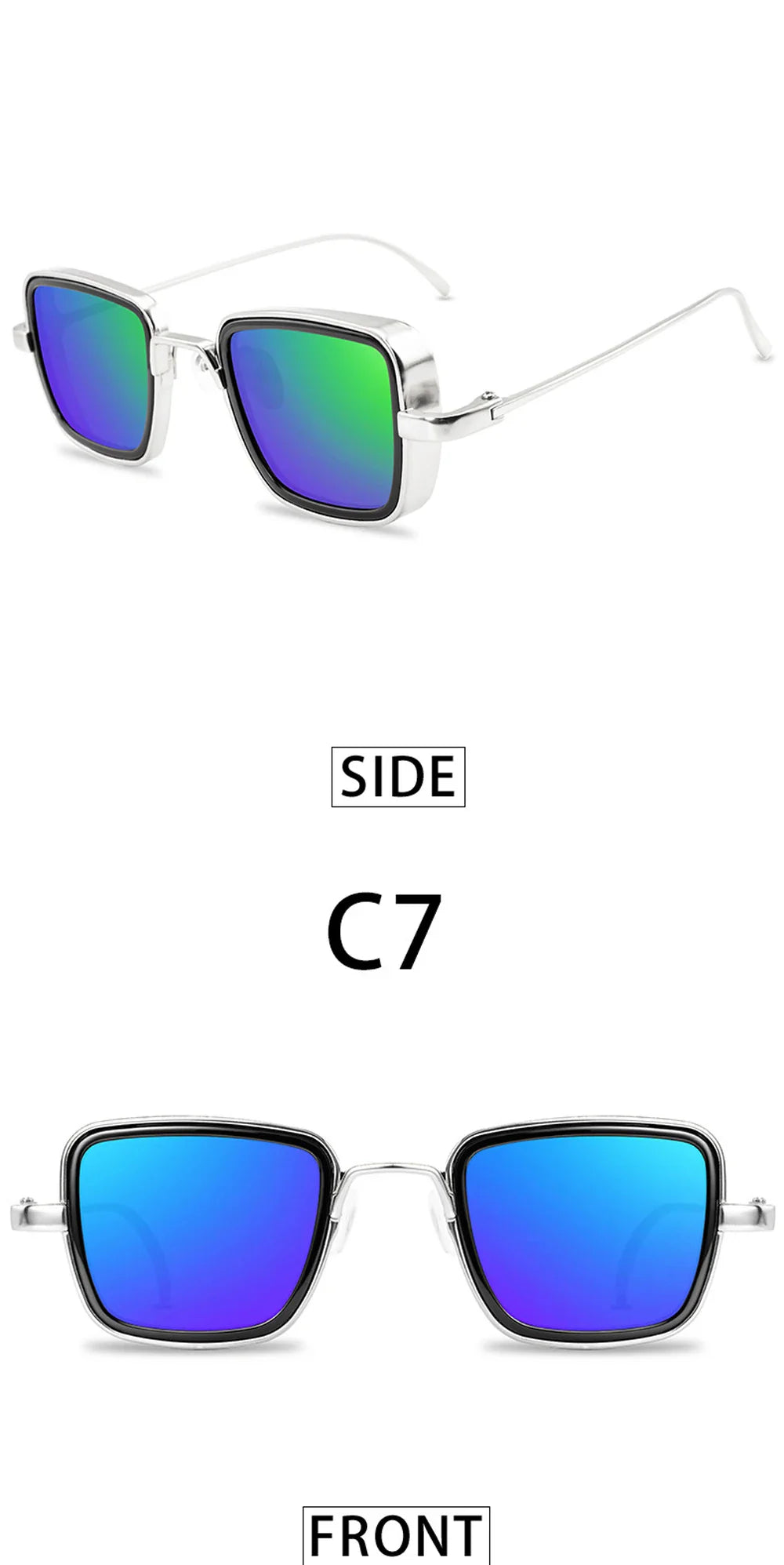 Stylish Retro Brand Shades Men Women Sun Glasses UV400 Square Vintage Metal Steampunk Sunglasses