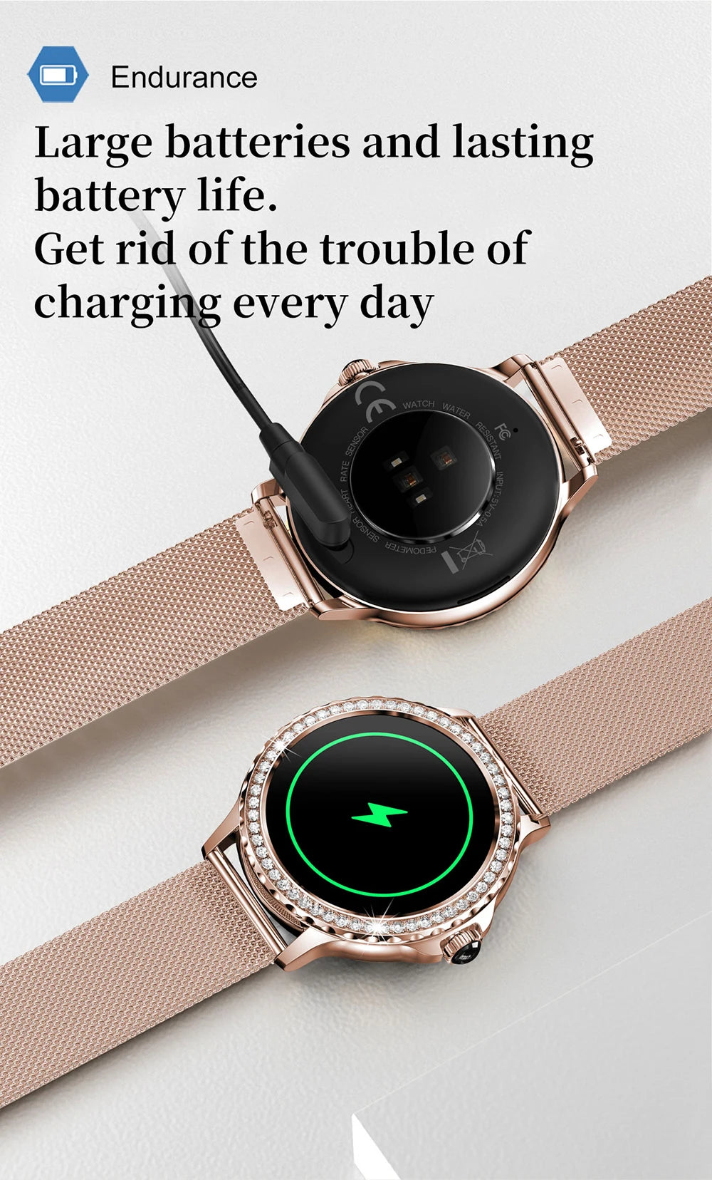 MEVADEN Rose Gold Smart Watch Bluetooth Call Lady 100+ Sports Mode Fitness Health Monitor Women Smartwatch for IOS Android NX19
