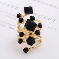 Crystal Aesthetic Rings for Women Y2K Gothic Large Stone Knuckle Rings Rhinestone