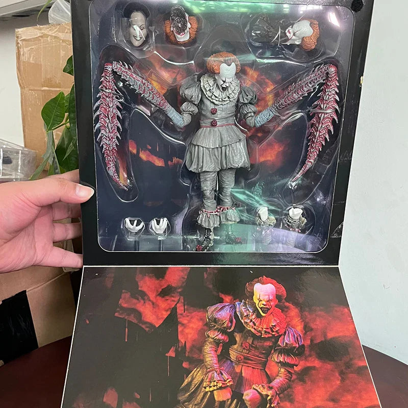 NECA Pennywise Joker Action Figure Toy Doll Horror Halloween Christmas Gift 18cm Bookshelf Ornament