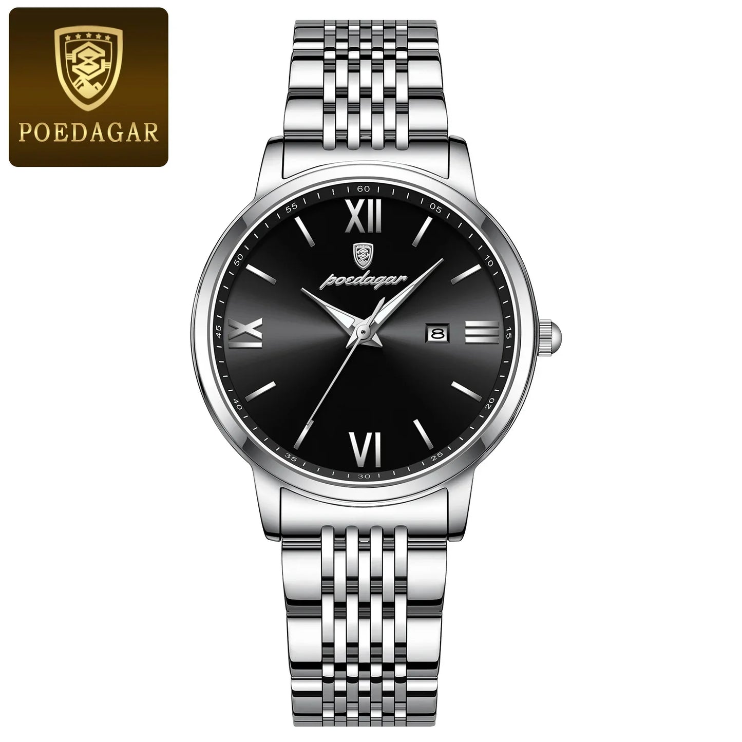 POEDAGAR Original Fashion Watch For Woman Waterproof Luminous Date Ladies Watch Stainless Steel Quartz Business Women's Watches