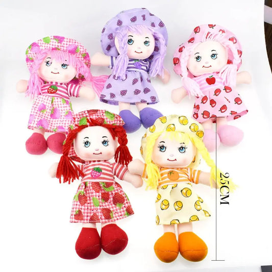 25cm Cartoon Kawaii Fruit Skirt Hat Rag Dolls Soft Cute Cloth  for Baby Pretend Play Girls Birthday Christmas Gifts