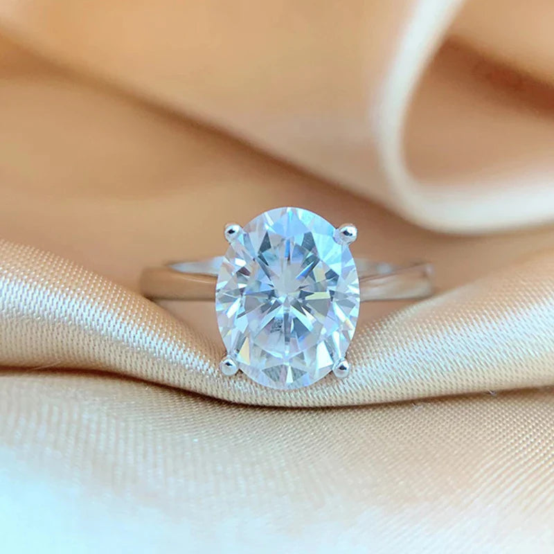 Smyoue Oval Cut 1CT 2CT 3CT D Color Moissanite Rings for Women Lab Diamond Wedding Promise Band S925 Sterling Silver Jewelry