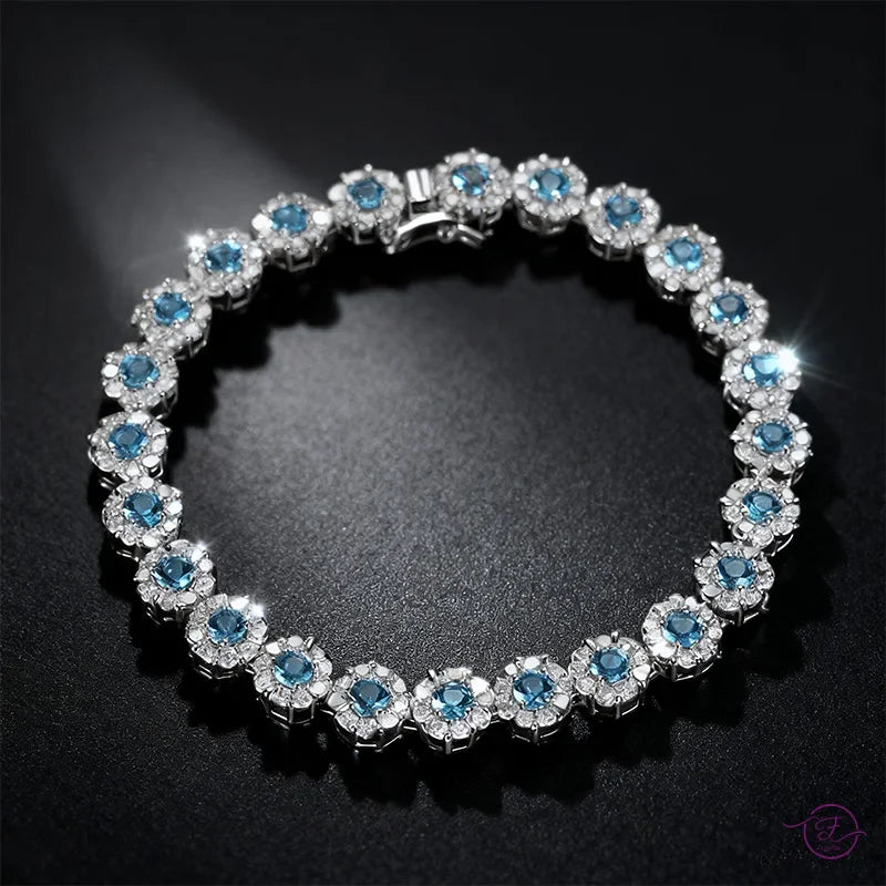 Shining Tennis Bracelet for Women S925 Silver Plated Cubic Zirconia Crystal Bangle Elegant Exquisite Jewelry Wedding Gift FCGJHW