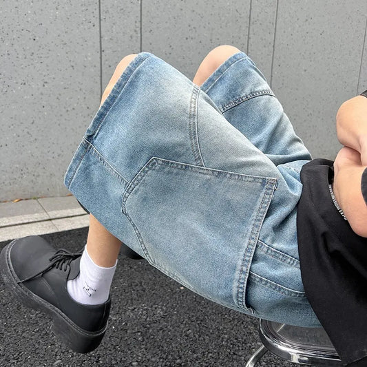 Baggy Denim Shorts Fashion Casual Straight Harajuku Jeans