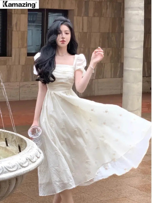 Evening Dresses: Women Elegant Evening Party Midi Dress Fashion Princess Embroider