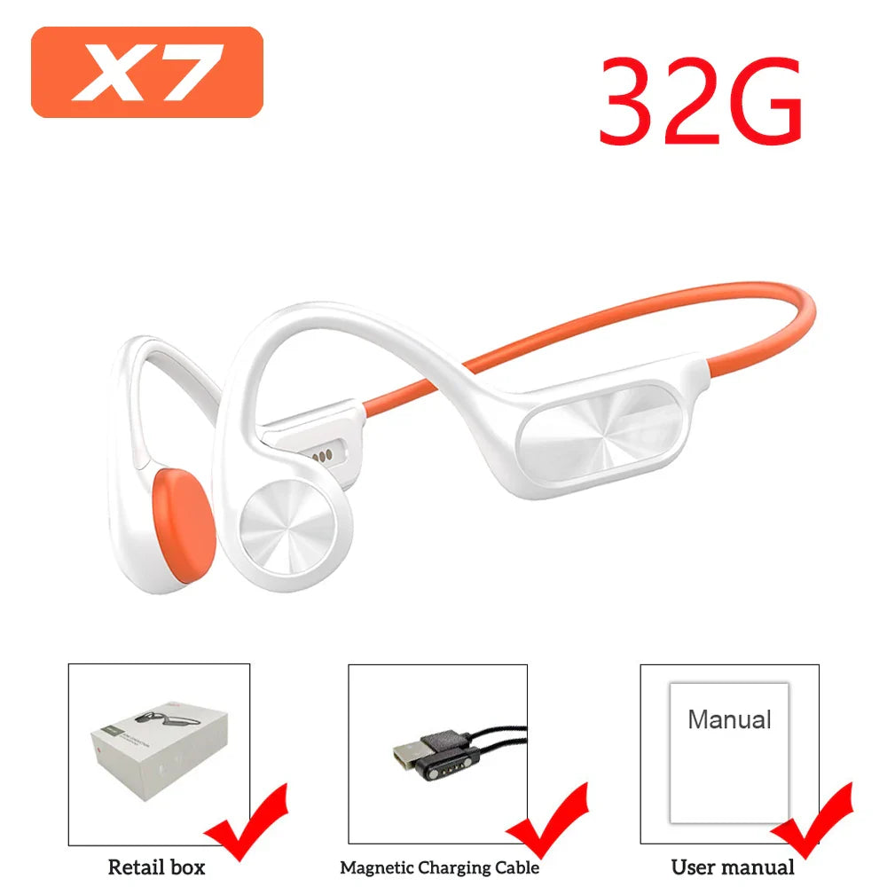 Swimming Earphone IPX8 Waterproof Bone Conduction Headphones MP3 Player Wireless Bluetooth 5.4 Headset LED Display With 32G RAM