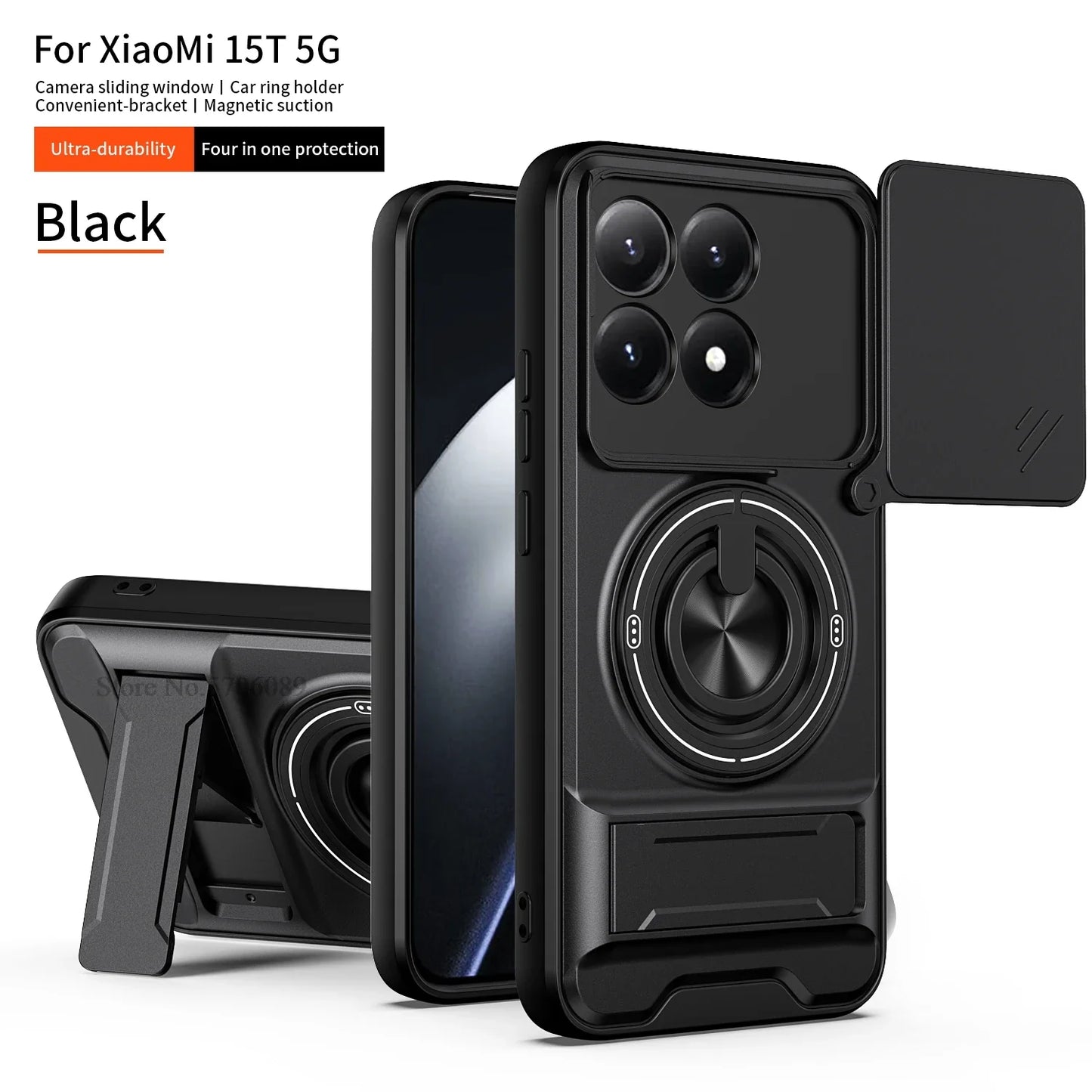 15T/15T Pro Armor Case For Xiaomi 15T Pro Case Shockproof Slide Lens Protector Phone Cover For Xiaomi 15T Case Fundas With Ring