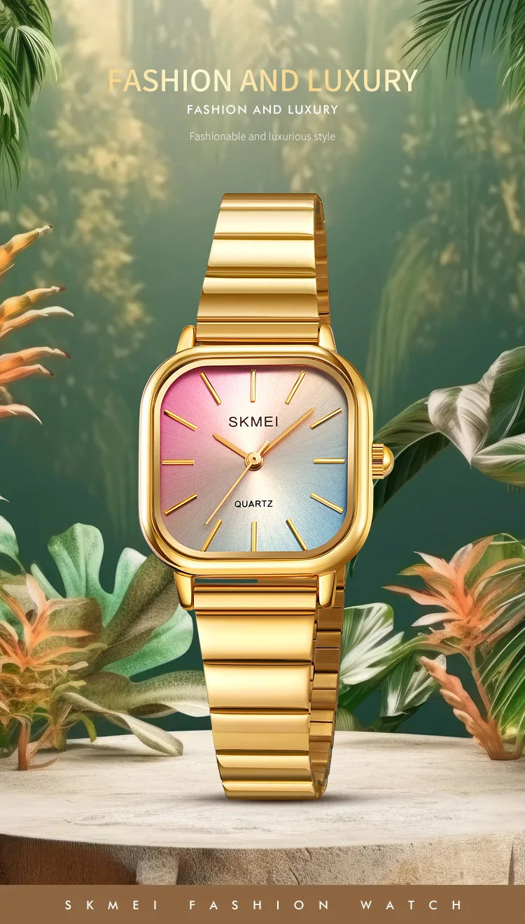 Skmei Women’s Bracelet Quartz Watches Luxury Stainless Steel Strap Waterproof Casual Analog Wristwatch Fashion Female Time