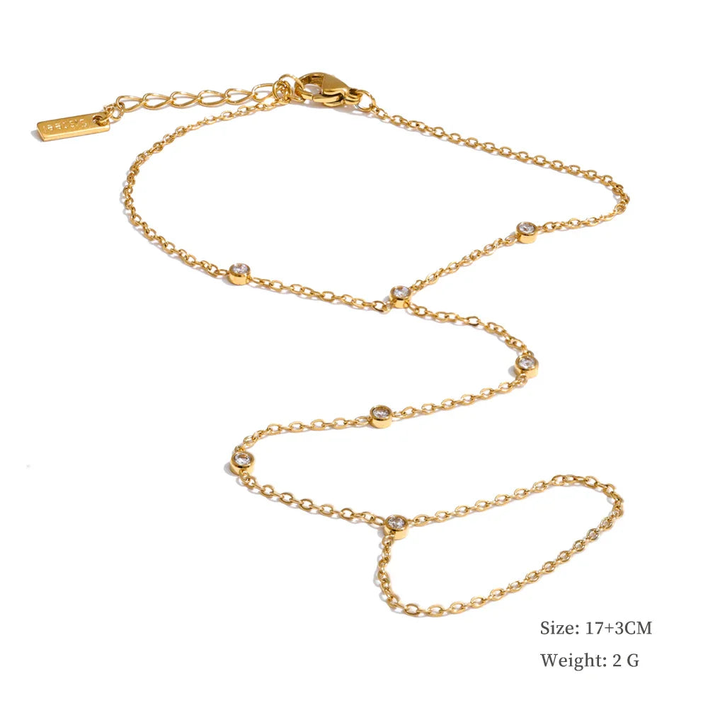 Yhpup Trendy Stainless Steel Zircon Beads Back of Hand Chain Finger Bracelet Fashion Chic Sexy Jewelry Waterproof Wholesale Gift