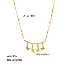 Stainless Steel Geometry Star Moon Butterfly Pendant Multilayer Chain Choker Necklace