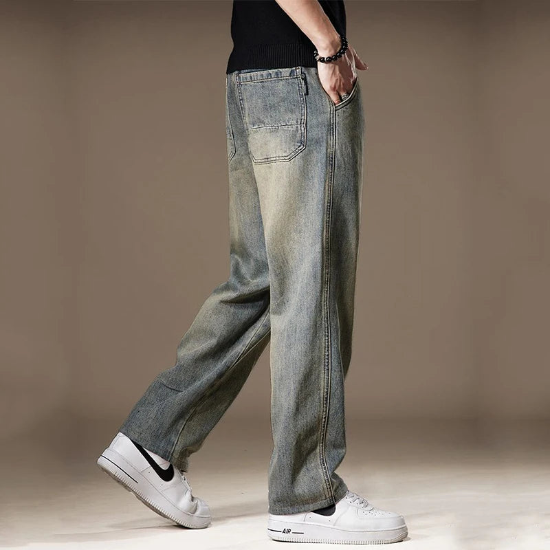 American Jeans Men's Solid Patchwork Button Pocket Fashion Casual