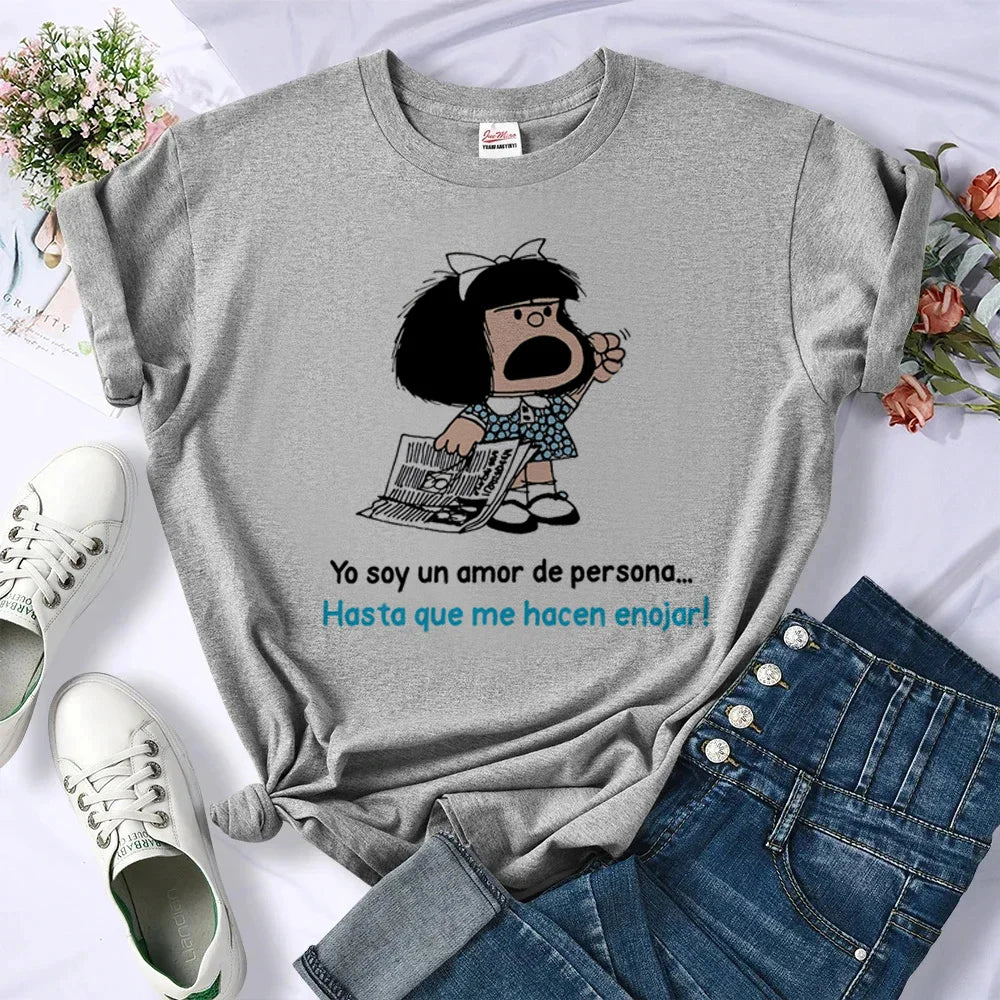 Mafalda tshirt women designer graphic manga Tee girl harajuku comic streetwear clothes