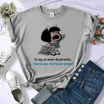 Mafalda tshirt women designer graphic manga Tee girl harajuku comic streetwear clothes