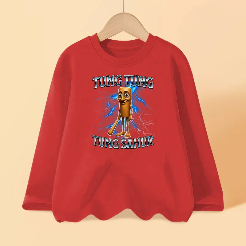 Italian Brainrot Long Sleeve T-shirt for Children Spring and Autumn Cotton Shirt for Boys Girls Cartoon Tops 3-14T