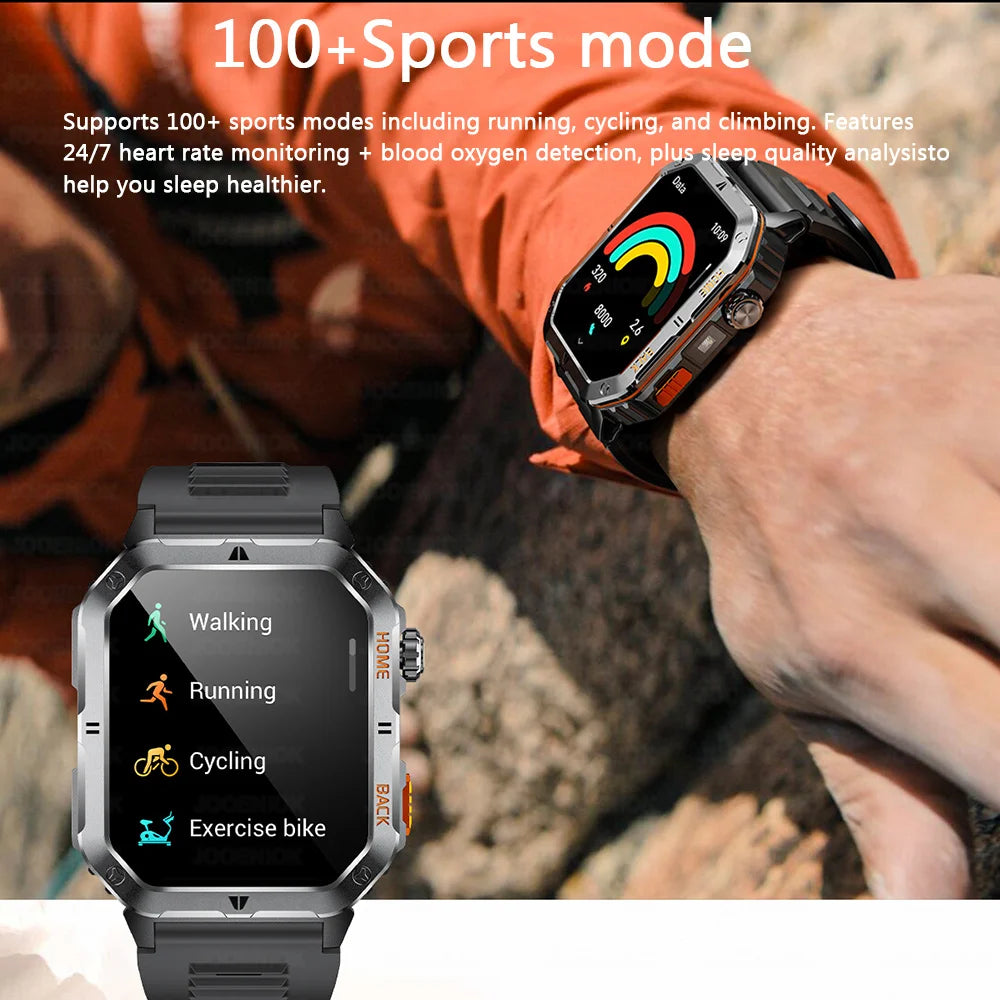 New 1000mAh Battery Outdoor Sports Smart Watch 2.01 inch HD Screen LED Flashlight Bluetooth Talking SmartWatches For Men Women
